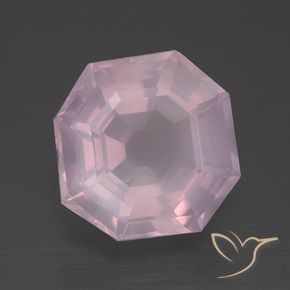 Quarzo rosa Rosa gomma da masticare naturale da 10.56 ct, Ottagonale / Taglio smeraldo, Trasparente