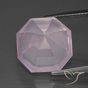 Quarzo rosa Rosa gomma da masticare naturale da 10.56 ct, Ottagonale / Taglio smeraldo, Trasparente