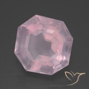 Quarzo rosa Rosa gomma da masticare naturale da 11.30 ct, Ottagonale / Taglio smeraldo, Trasparente