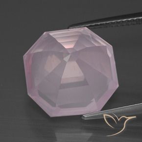 Quarzo rosa Rosa gomma da masticare naturale da 11.30 ct, Ottagonale / Taglio smeraldo, Trasparente