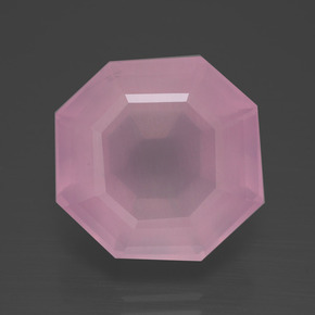 Quarzo rosa naturale rosa da 12,44 ct, taglio smeraldo, trasparente