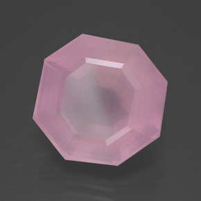 Quarzo rosa naturale rosa da 12,44 ct, taglio smeraldo, trasparente