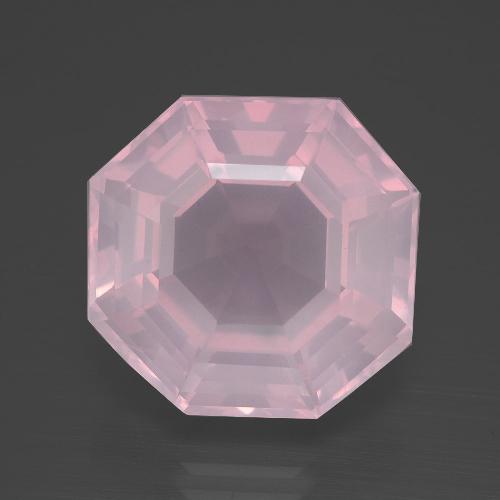 Quarzo rosa naturale rosa da 13,25 ct, taglio smeraldo, trasparente