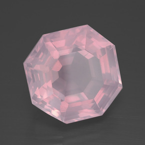 Quarzo rosa naturale rosa da 13,25 ct, taglio smeraldo, trasparente