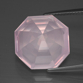 Quarzo rosa naturale rosa da 13,25 ct, taglio smeraldo, trasparente