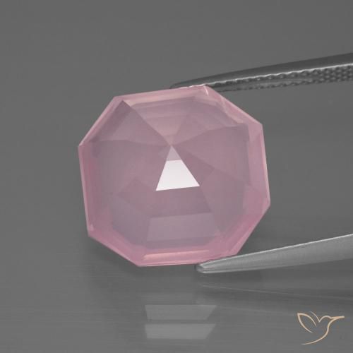 Quarzo rosa Rosa medio rosa naturale da 9.63 ct, Ottagonale / Taglio smeraldo, Trasparente