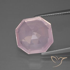 Quarzo rosa Rosa chiaro naturale da 8.93 ct, Ottagonale / Taglio smeraldo, Trasparente
