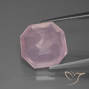 Quarzo rosa Rosa chiaro naturale da 7.71 ct, Ottagonale / Taglio smeraldo, Trasparente