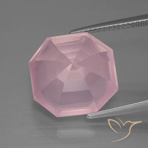 Quarzo rosa Rosa medio naturale da 10.65 ct, Ottagonale / Taglio smeraldo, Trasparente