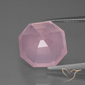 Quarzo rosa Rosa gomma da masticare naturale da 11.37 ct, Ottagonale / Taglio smeraldo, Trasparente