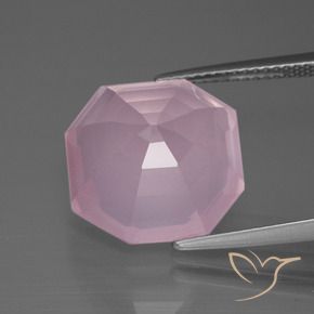 Quarzo rosa Rosa chiaro naturale da 11.85 ct, Ottagonale / Taglio smeraldo, Trasparente