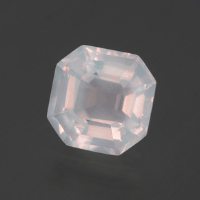 Quarzo rosa naturale rosa da 1,96 ct, taglio smeraldo, trasparente