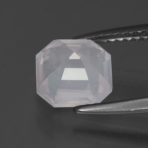 Quarzo rosa naturale rosa da 1,96 ct, taglio smeraldo, trasparente