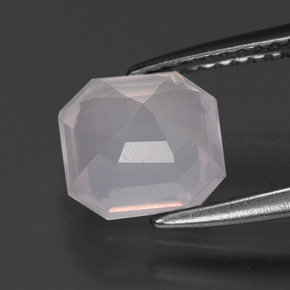 Quarzo rosa naturale rosa da 1,98 ct, taglio smeraldo, trasparente