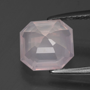 Quarzo rosa naturale rosa da 2,31 ct, taglio smeraldo, trasparente