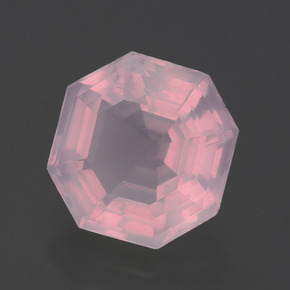 Quarzo rosa naturale rosa da 2,60 ct, taglio smeraldo, trasparente