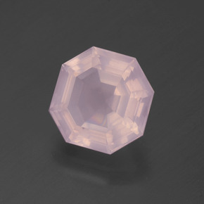 Quarzo rosa naturale rosa da 3,46 ct, taglio smeraldo, trasparente