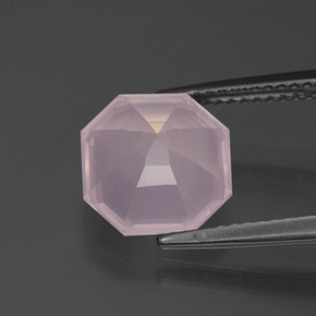 Quarzo rosa naturale rosa da 3,46 ct, taglio smeraldo, trasparente