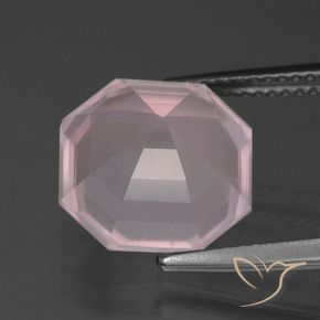 Quarzo rosa Rosa chiaro naturale da 6.19 ct, Ottagonale / Taglio smeraldo, Trasparente