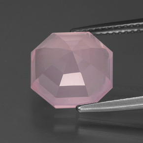 Quarzo rosa Rosa rosa naturale da 5.34 ct, Taglio smeraldo, Trasparente