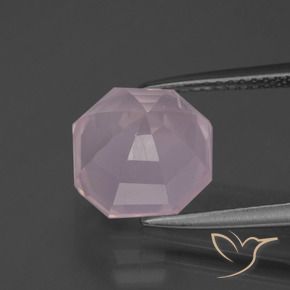 Quarzo rosa Rosa chiaro naturale da 4.39 ct, Ottagonale / Taglio smeraldo, Trasparente