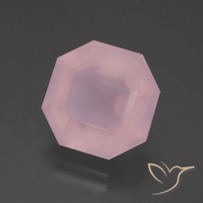 Quarzo rosa naturale rosa da 6,75 ct, taglio smeraldo, trasparente