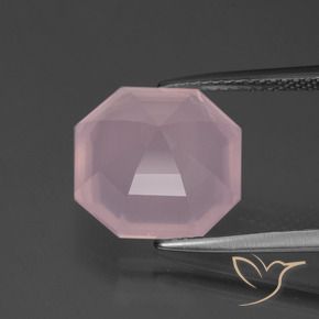 Quarzo rosa naturale rosa da 6,75 ct, taglio smeraldo, trasparente