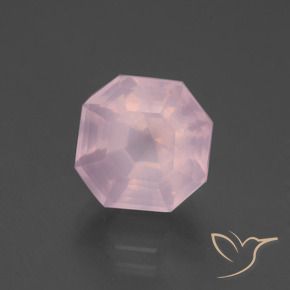 Quarzo rosa Rosa gomma da masticare naturale da 6.34 ct, Ottagonale / Taglio smeraldo, Trasparente