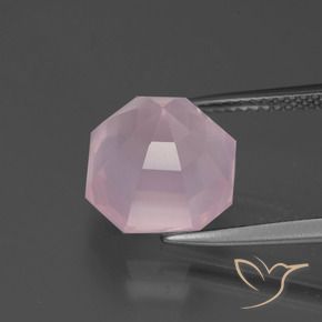 Quarzo rosa Rosa gomma da masticare naturale da 6.34 ct, Ottagonale / Taglio smeraldo, Trasparente