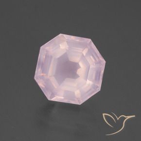 Quarzo rosa Rosa gomma da masticare naturale da 6.47 ct, Ottagonale / Taglio smeraldo, Trasparente