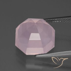 Quarzo rosa Rosa chiaro naturale da 9.82 ct, Ottagonale / Taglio smeraldo, Trasparente