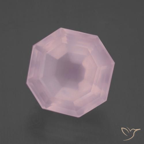 Quarzo rosa Rosa chiaro naturale da 13.31 ct, Ottagonale / Taglio smeraldo, Trasparente