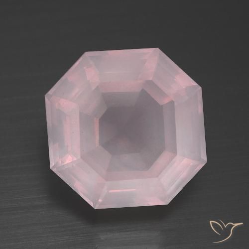 9.38ct Naturale Rosa gomma da masticare Quarzo rosa, Taglio smeraldo, Trasparente