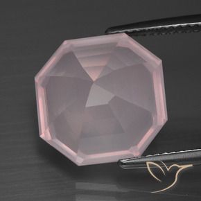 Quarzo rosa Rosa gomma da masticare naturale da 9.38 ct, Ottagonale / Taglio smeraldo, Trasparente