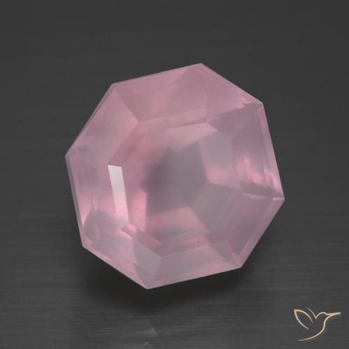 Quarzo rosa Rosa rosa naturale da 10.63 ct, Ottagonale / Taglio smeraldo, Trasparente