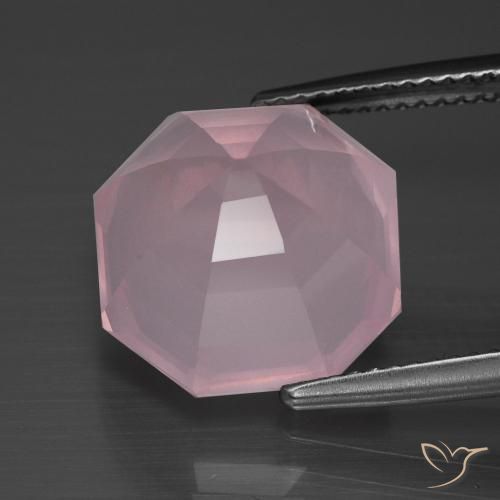 Quarzo rosa Rosa rosa naturale da 10.63 ct, Ottagonale / Taglio smeraldo, Trasparente