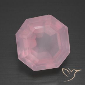 Quarzo rosa Rosa rosa naturale da 11.40 ct, Ottagonale / Taglio smeraldo, Trasparente