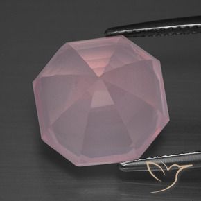 Quarzo rosa Rosa rosa naturale da 11.40 ct, Ottagonale / Taglio smeraldo, Trasparente