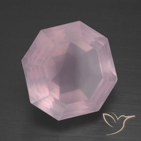 Quarzo rosa naturale rosa da 13,57 ct, taglio smeraldo, trasparente