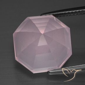 Quarzo rosa naturale rosa da 13,57 ct, taglio smeraldo, trasparente