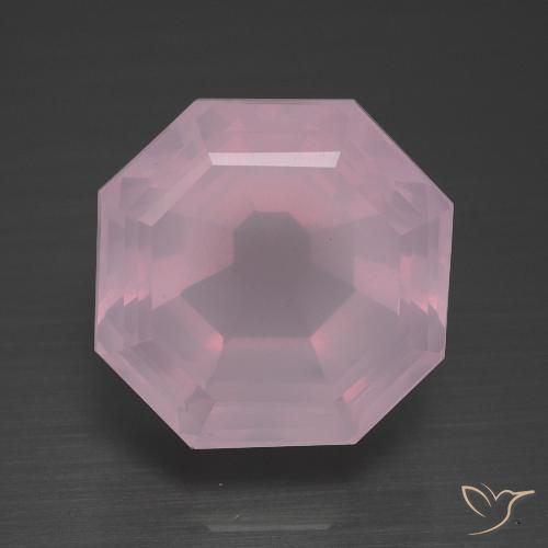 13.08ct Naturale Rosa Ciliegia Chiaro Quarzo rosa, Taglio smeraldo, Trasparente