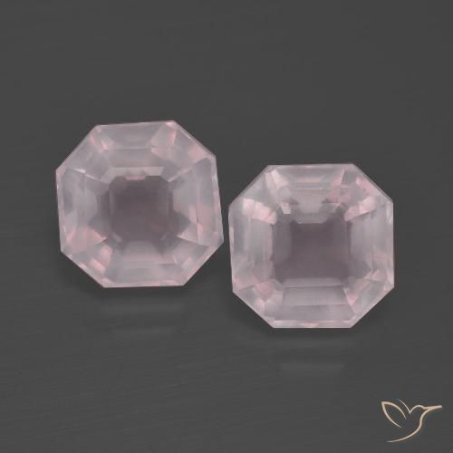 5.03ctw Naturale Rosa Molto Chiaro Quarzo rosa, Taglio smeraldo, Trasparente