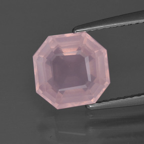 Quarzo rosa naturale rosa da 2,79 ct, taglio smeraldo, trasparente