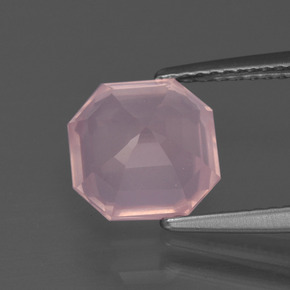 Quarzo rosa naturale rosa da 2,79 ct, taglio smeraldo, trasparente