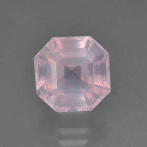 Quarzo rosa Rosa chiaro naturale da 3.45 ct, Taglio smeraldo, Trasparente