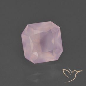 Quarzo rosa naturale rosa da 3,02 ct, taglio smeraldo, trasparente