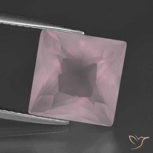 Quarzo rosa naturale rosa da 5,56 ct, quadrato, trasparente