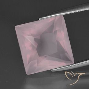 Quarzo rosa naturale rosa da 5,56 ct, quadrato, trasparente