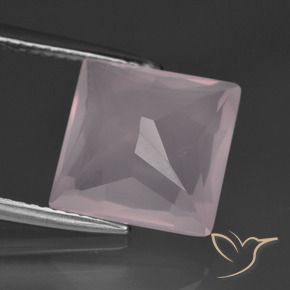 Quarzo rosa naturale rosa da 5,56 ct, quadrato, trasparente