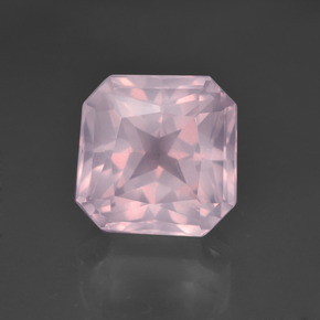 Quarzo rosa naturale rosa da 6,18 ct, taglio smeraldo, trasparente
